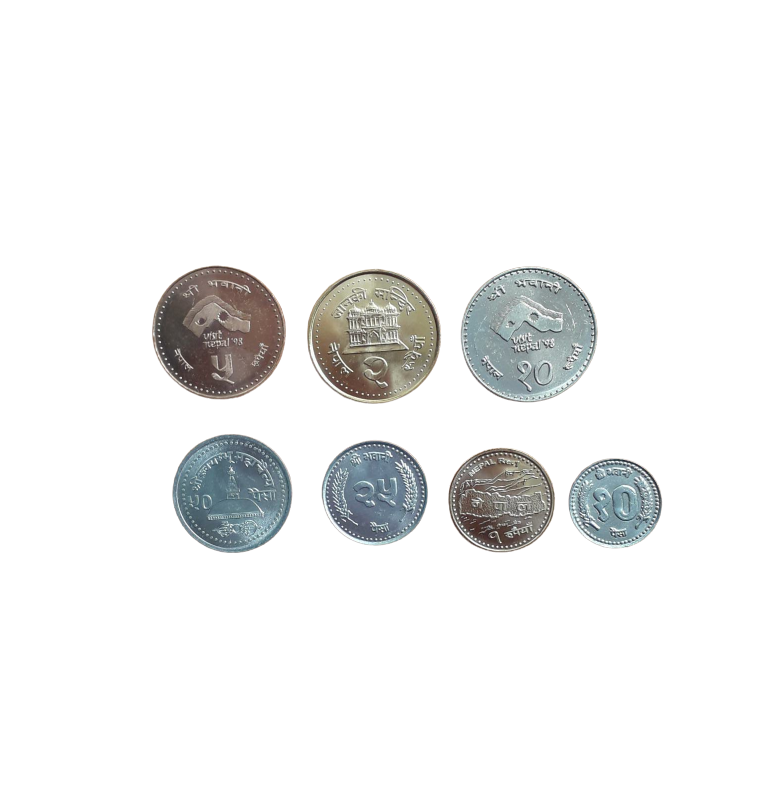 Set de Nepal 7 monedas 10,25,50 Paise 1,2,5,10 Rupias 1994-2009